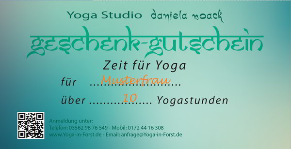 Bild von einem Yoga Gutschein